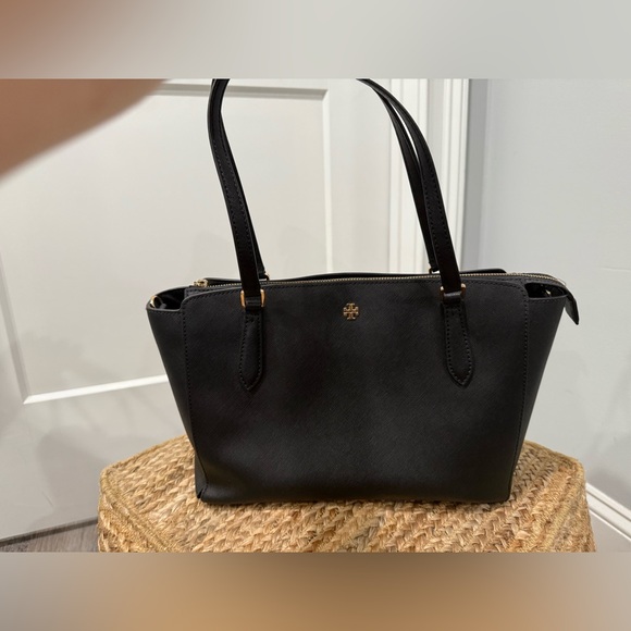 Tory Burch Emerson Top Zip Tote Black Crossbody Bag - Picture 11 of 15